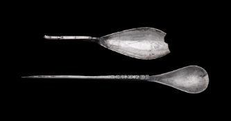 THE REMNANTS OF A LATE BRITISH ROMAN SILVER SPOON, UNMARKED
