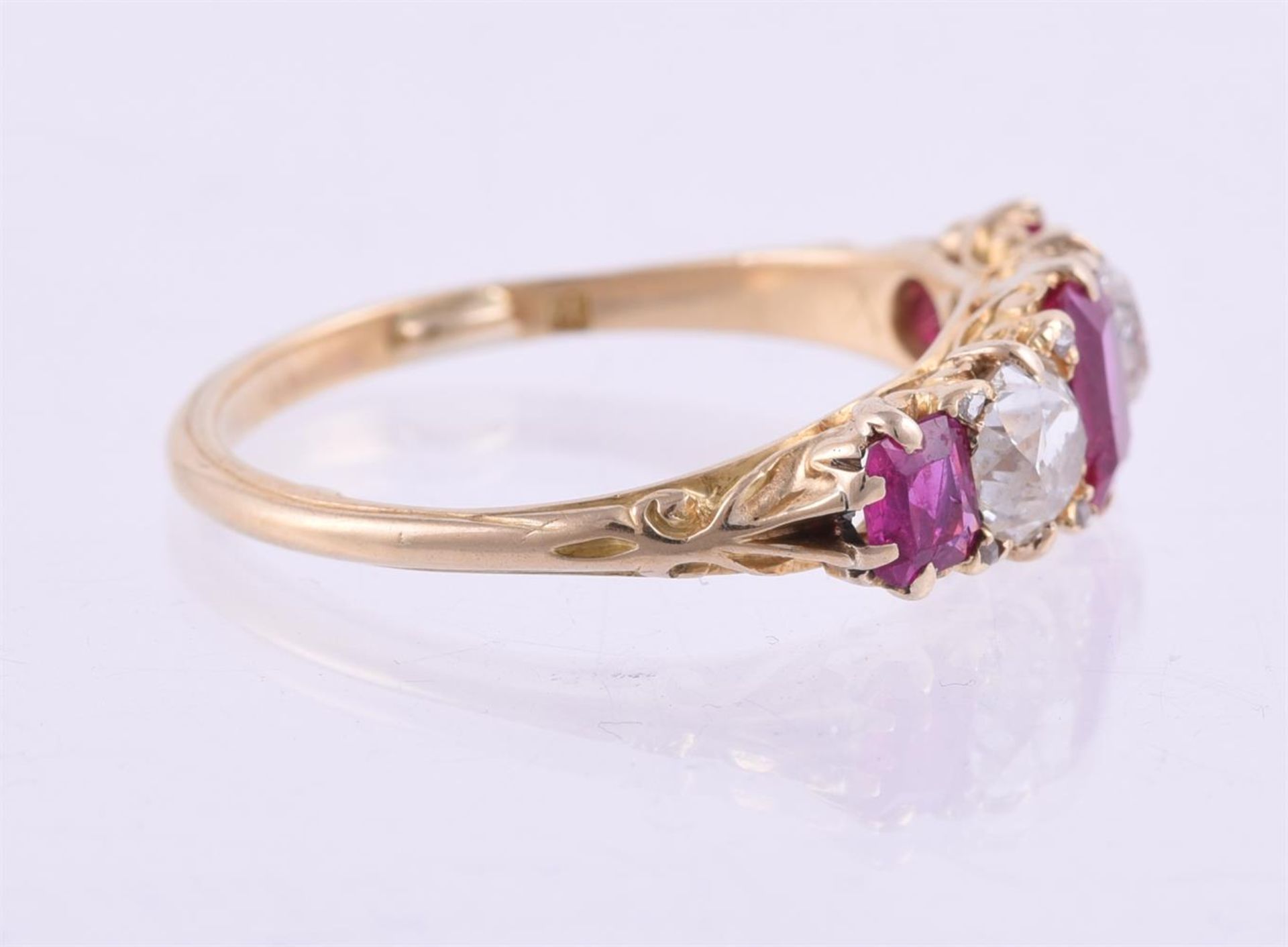 A LATE VICTORIAN RUBY AND DIAMOND FIVE STONE RING, CIRCA 1900 - Image 2 of 2