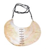 Y ATTRIBUTED TO ANGELA PINTALDI, A MOTHER OF PEARL SHELL AND DIAMOND BIB NECKLACE