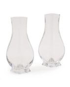 A PAIR OF CLEAR GLASS BALUSTER VASES IN CHINESE TASTE, BACCARAT