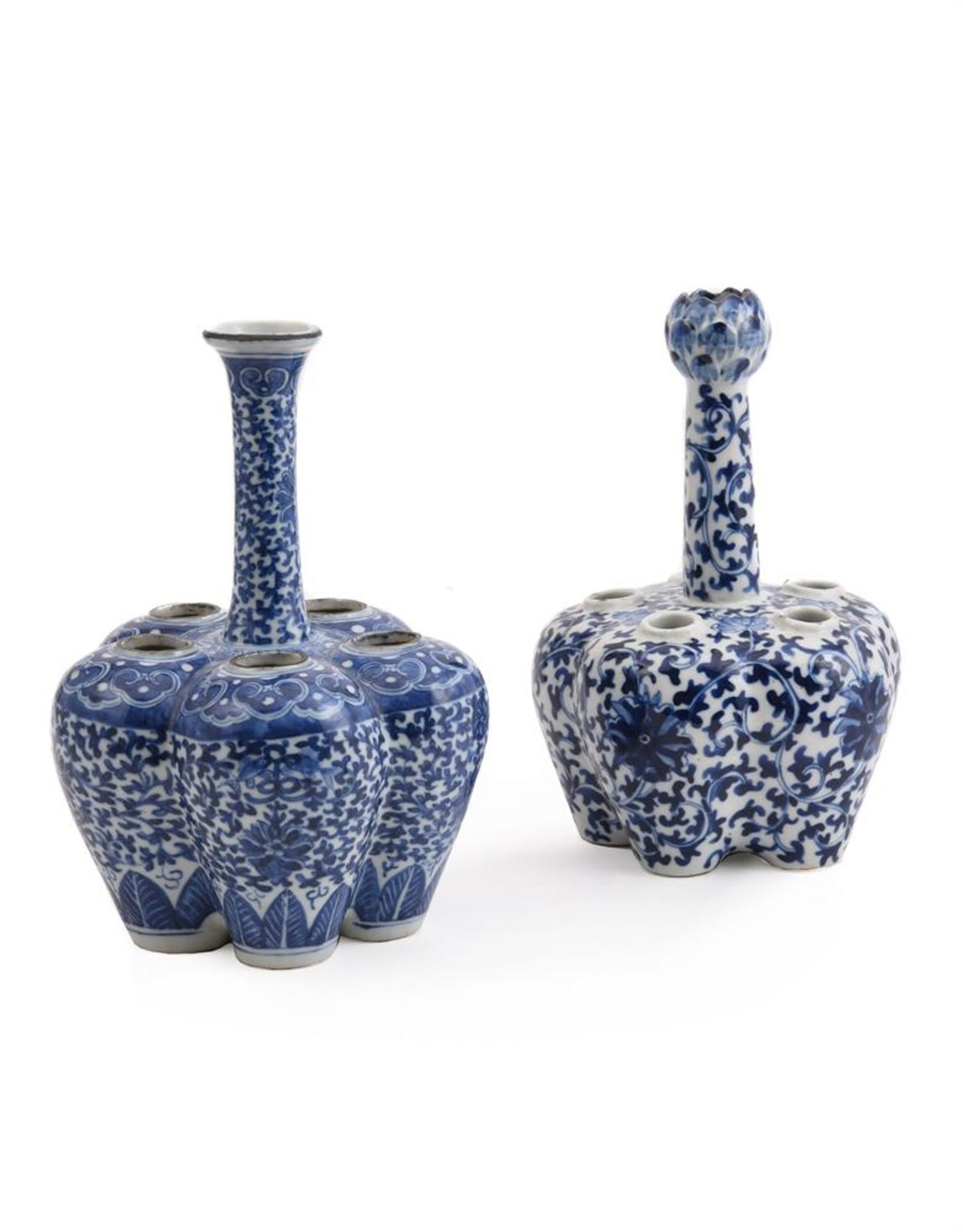 TWO CHINESE BLUE AND WHITE 'CROCUS' VASES