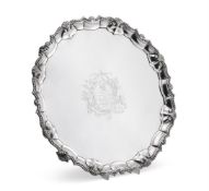 A LATE GEORGE II SILVER SHAPED CIRCULAR SALVER, FULLER WHITE