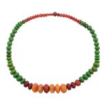 A COLOURED RESIN BEAD NECKLACE