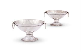 A PAIR OF GEORGE III SILVER OVAL PEDESTAL SAUCE TUREENS, MAKER'S MARK I. ...
