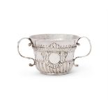 A GEORGE II SMALL SILVER TWIN HANDLED CUP, BENJAMIN BLAKELY