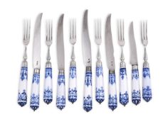 A MATCHED SET OF EIGHTEEN TABLE KNIVES AND FORKS, FRENCH