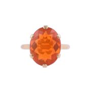 A SINGLE STONE FIRE OPAL RING