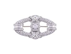 AN ART DECO DIAMOND BROOCH, CIRCA 1930