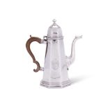 A GEORGE I SILVER TAPERED OCTAGONAL COFFEE POT, RICHARD BAYLEY