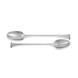 TWO GEORGE III SILVER ONSLOW PATTERN BASTING SPOONS, GEORGE SMITH III