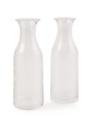 A PAIR OF MODERN CLEAR GLASS CARAFES, BACCARAT