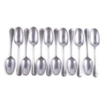 A SET OF TWELVE GEORGE I SILVER HANOVERIAN TABLE SPOONS, WILLIAM SCARLET