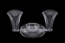 BACCARAT, A PAIR OF MODERN CLEAR GLASS FLARED VASES