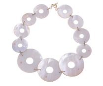 Y A DIAMOND AND MOTHER OF PEARL HOOPED NECKLACE
