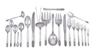 AN AMERICAN SILVER COLOURED 'ROYAL DANISH' PATTERN TABLE SERVICE FOR TWELVE PLACE SETTINGS