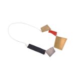 A FRENCH GOLD COLOURED AND MIXED METAL MODERNIST PANEL NECKLACE