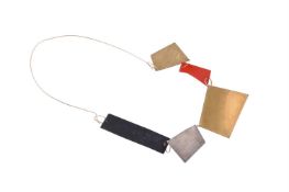 A FRENCH GOLD COLOURED AND MIXED METAL MODERNIST PANEL NECKLACE