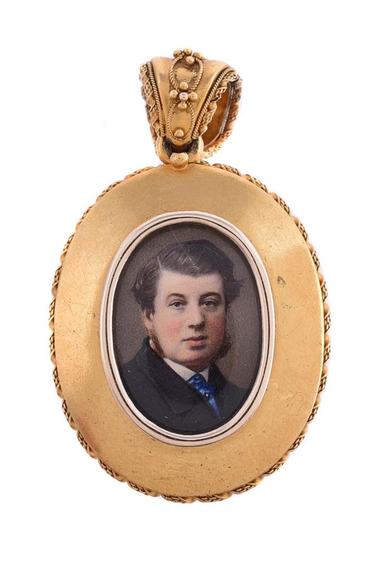 A MID VICTORIAN ENAMELLED DIAMOND AND HALF PEARL LOCKET PENDANT, CIRCA 1870 - Bild 2 aus 2