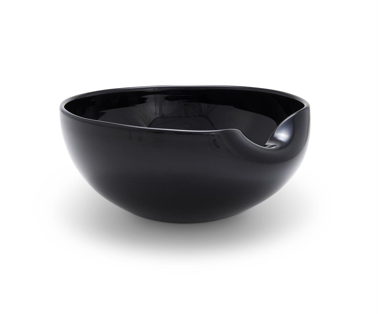 A VENETIAN HAND BLOWN BLACK GLASS THUMBPRINT BOWL, ELSA PERETTI FOR TIFFANY & CO.