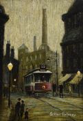 λ Arthur Delaney (British 1927-1987), A tram with a mill beyond