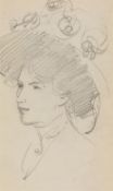 λ John Duncan Ferguson (Scottish 1874-1961), Portrait of a lady in a hat