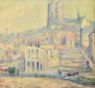 λ Fernand Verhaegen (Belgian 1883-1975), Landscape with cathedral