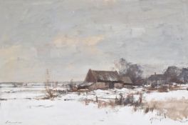λ Edward Seago (British 1910-1974), Norfolk landscape under snow