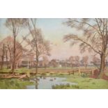 λ Allan Gwynne-Jones (British 1892-1982), Water meadow landscape