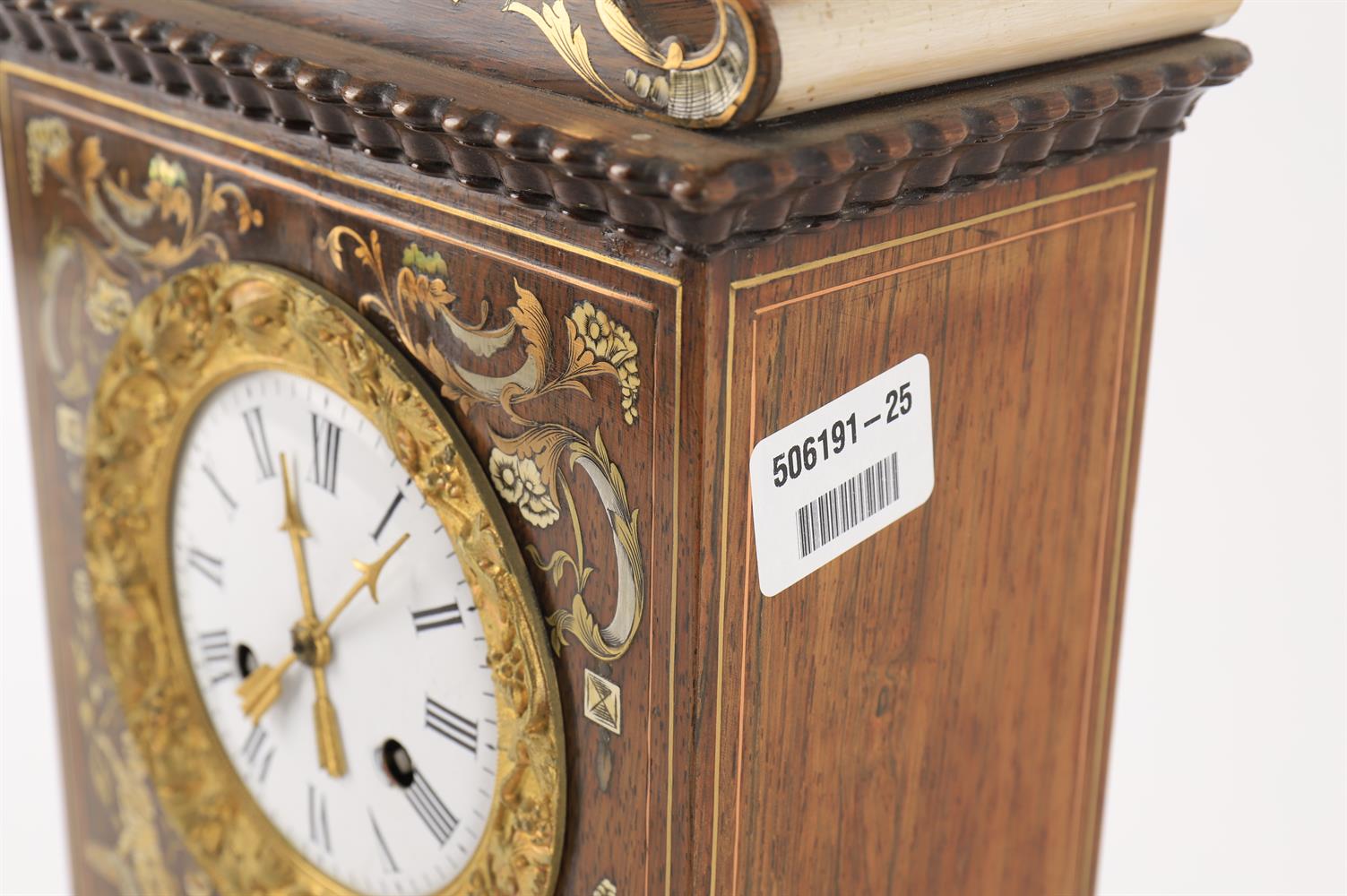 Y A Louis Philippe rosewood, cut brass and ivory inlaid striking mantel clock - Image 3 of 3