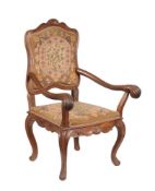 A late 18th century Italian walnut armchair
