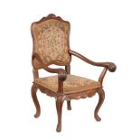 A late 18th century Italian walnut armchair