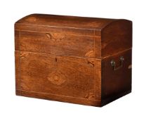A Continental mahogany and inlaid decanter box