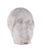 A sculpted marble model of a lady's face