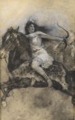 Wal. Page (20th century), Amazon horseback - loosing an arrow Pen