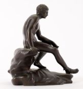 A 19th century bronze model of the seated Mercury
