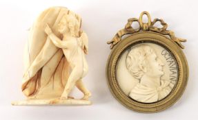 Y An Italian ivory roundel depicting Octavian