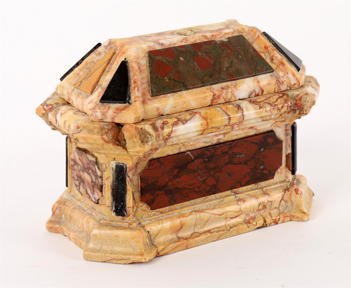 An Italian polychrome marble inkwell