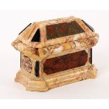 An Italian polychrome marble inkwell