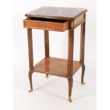 A 20th century French mahogany, gilt metal mounted, marble top bedside table
