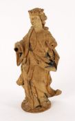 A carved limewood figure of a crowned queen