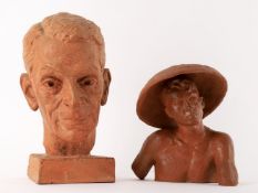 Two terracotta busts by Arthur Fleischmann (1896-1990) 'Balinese Man' and another