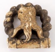 An Italian Alabaster lion heraldic crest- possibly a pennant device