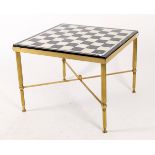 A 20th century gilt brass and marble top square occasional table