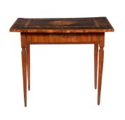 A North Italian walnut, fruitwood and marquetry table