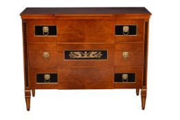 A mahogany, ebonised and gilt metal mounted commode