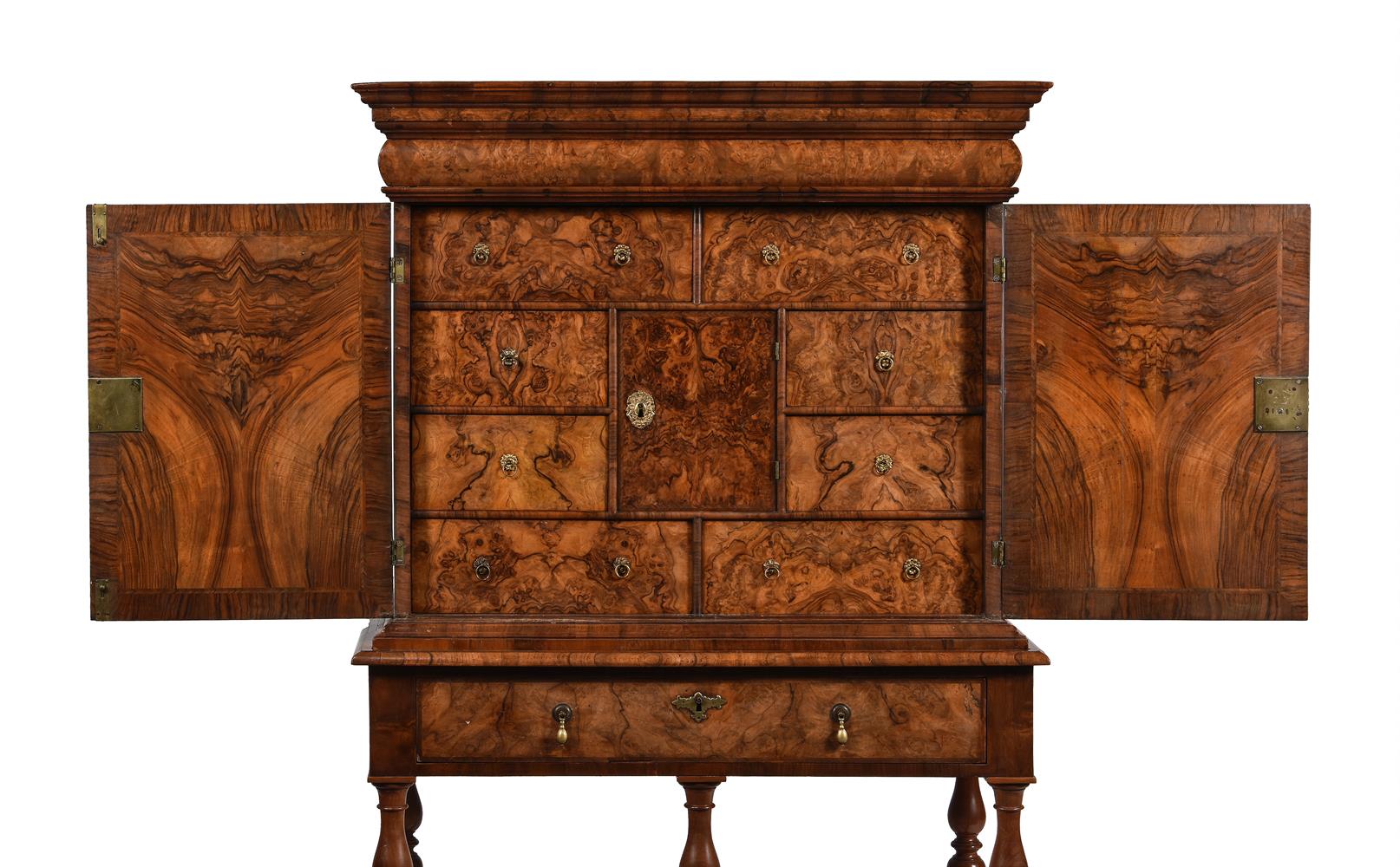 A WILLIAM & MARY BURR WALNUT CABINET ON STAND, THE CABINET CIRCA 1690 - Image 3 of 8