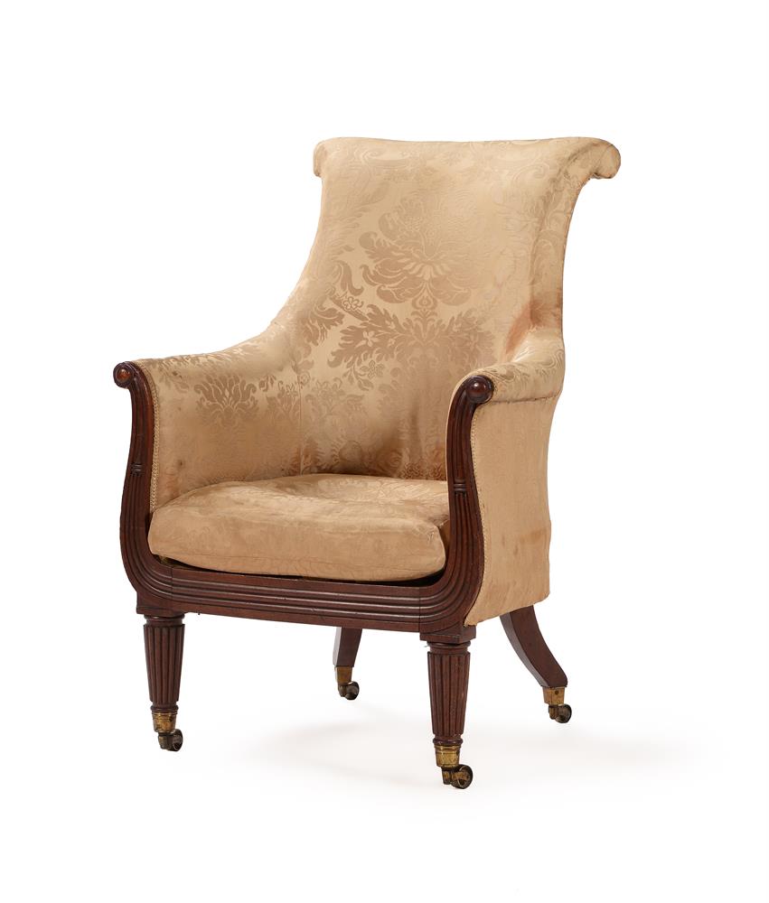 A REGENCY MAHOGANY AND UPHOLSTERED ARMCHAIR, IN THE MANNER OF GILLOWS, CIRCA 1820 - Image 2 of 3