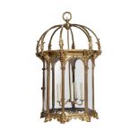 A GILT METAL OCTAGONAL HALL LANTERN, IN THE NEOCLASSICAL STYLE, 19TH CENTURY