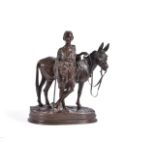 AFTER ALFRED DUBUCAND, A FRENCH BRONZE GROUP OF 'L' ANIER DU CAIRE' (A BOY AND DONKEY)