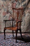 A GEORGE III MAHOGANY WINDSOR ARMCHAIRCIRCA 1760, of large proportions, 124cm high